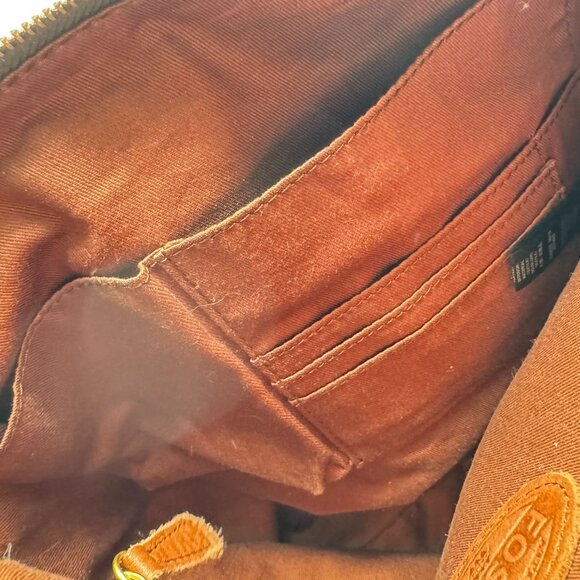 Fossil Light Brown Pebbled Leather Front Zipper Pockets Crossbody Bag Vtg - Picture 10 of 12